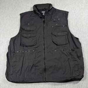 Humvee Vest Mens XXL Black Cotton Multi Pocket Zipper Utility Tactical Cargo